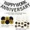 Happy Work Anniversary Decorations Black Gold, Happy Anniversary Banner